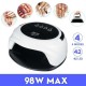 Lampara Uv Led Uñas T2plus 98W Secado Profesional Sensor Inteligente